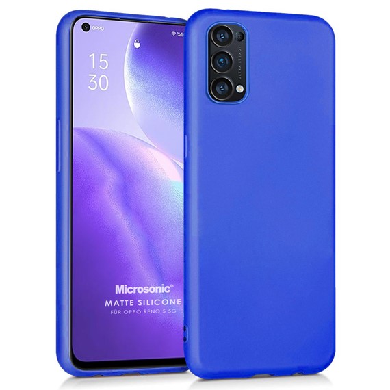 Microsonic Matte Silicone Oppo Reno 5 5G Kılıf Mavi 1