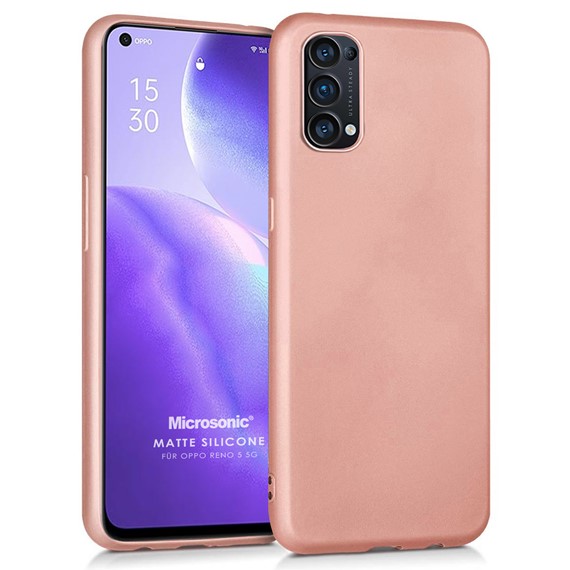 Microsonic Matte Silicone Oppo Reno 5 5G Kılıf Rose Gold 1