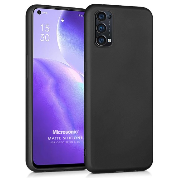 Microsonic Matte Silicone Oppo Reno 5 5G Kılıf Siyah 1