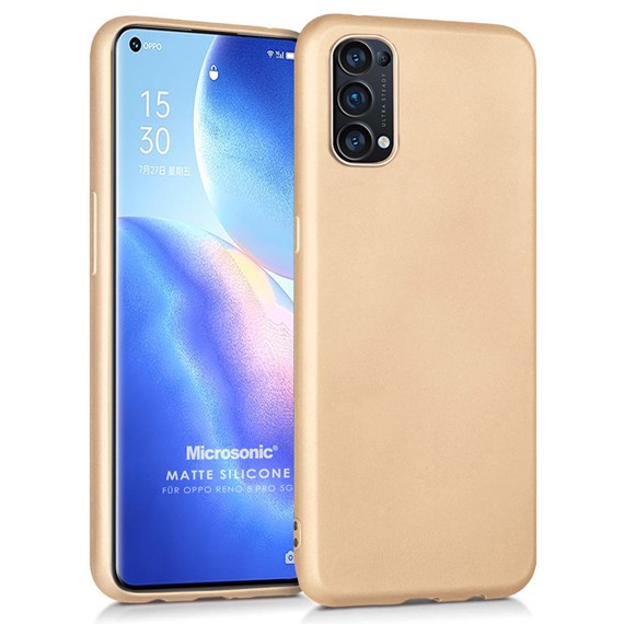 Microsonic Matte Silicone Oppo Reno 5 Pro 5G Kılıf Gold 1