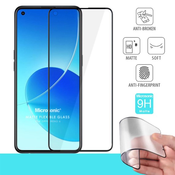 Microsonic Oppo Reno 6 4G Seramik Matte Flexible Ekran Koruyucu Siyah 1