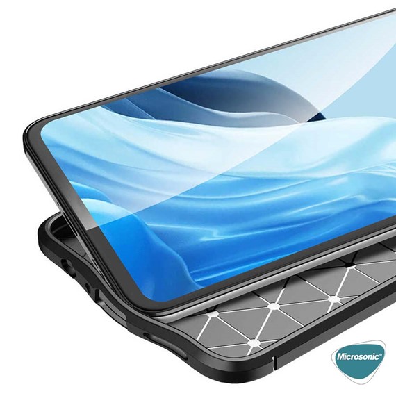 Microsonic Oppo Reno 7 4G Kılıf Deri Dokulu Silikon Lacivert 4