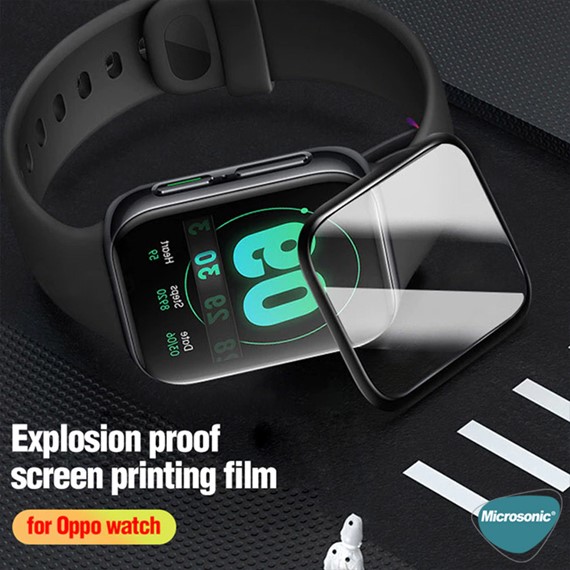 Microsonic Oppo Watch 41mm Tam Kaplayan Temperli Cam Full Ekran Koruyucu Siyah 3