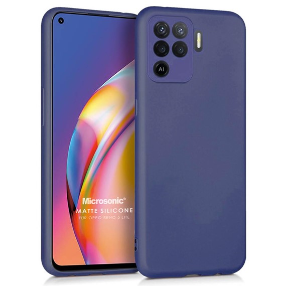 Microsonic Matte Silicone Oppo Reno 5 Lite Kılıf Lacivert 1