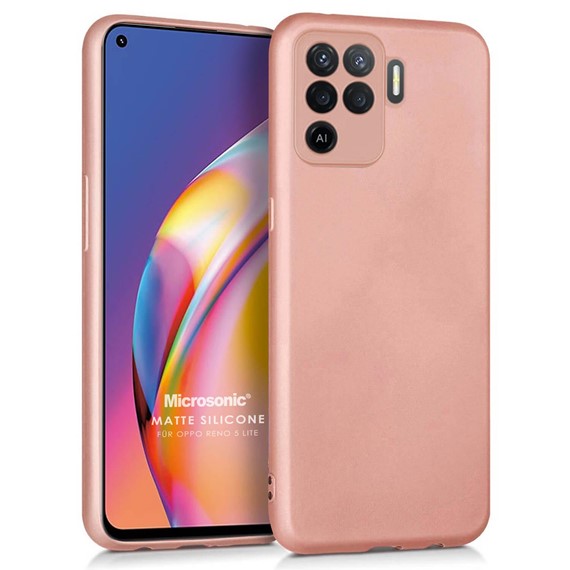 Microsonic Matte Silicone Oppo Reno 5 Lite Kılıf Rose Gold 1