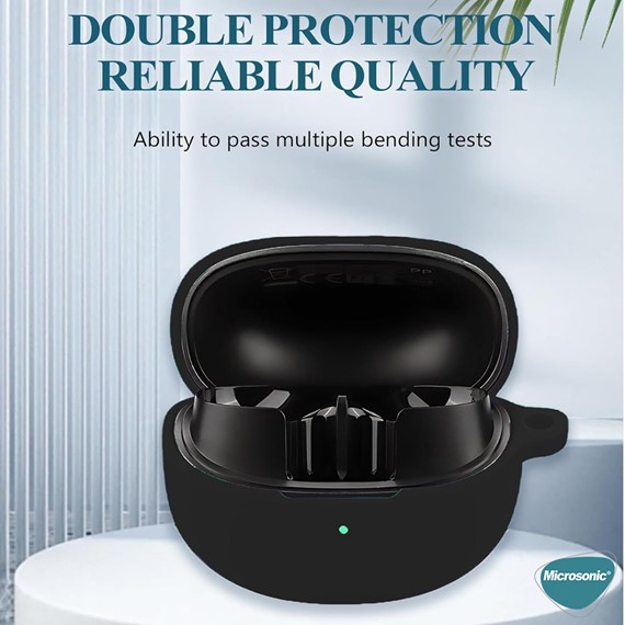 Microsonic QCY MeloBuds Pro Kılıf Askılı Mat Silikon Siyah 2