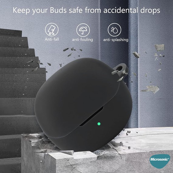 Microsonic QCY MeloBuds Pro Kılıf Askılı Mat Silikon Siyah 3