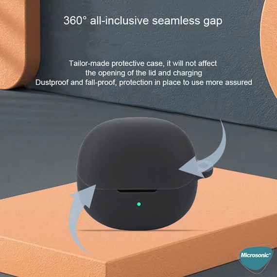 Microsonic QCY MeloBuds Pro Kılıf Askılı Mat Silikon Siyah 5