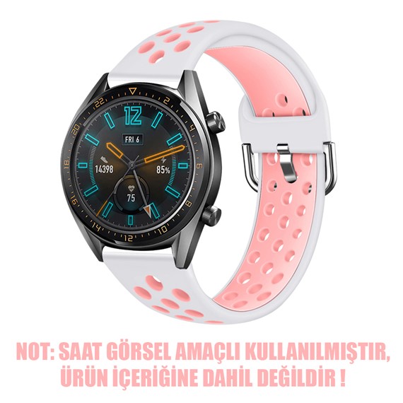 Microsonic Huawei Watch GT3 46mm Rainbow Sport Band Kordon Beyaz Açık Pembe 2