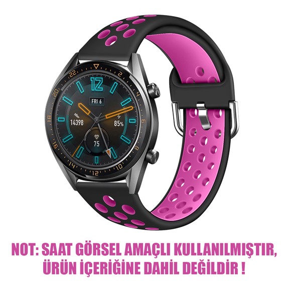 Microsonic Huawei Watch GT3 46mm Rainbow Sport Band Kordon Siyah Koyu Pembe 2