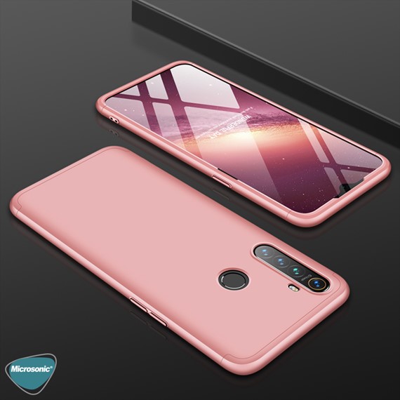 Microsonic Realme 5 Kılıf Double Dip 360 Protective Rose Gold 3