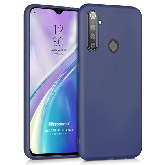 Microsonic Matte Silicone Realme 5 Pro Kılıf Lacivert 1