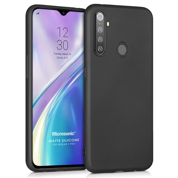 Microsonic Matte Silicone Realme 5 Pro Kılıf Siyah 1