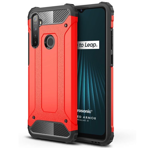 Microsonic Realme 5i Kılıf Rugged Armor Kırmızı 1