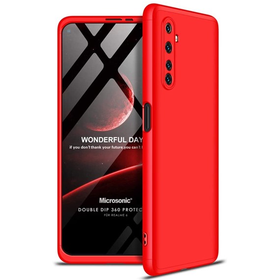 Microsonic Realme 6 Kılıf Double Dip 360 Protective Kırmızı 1