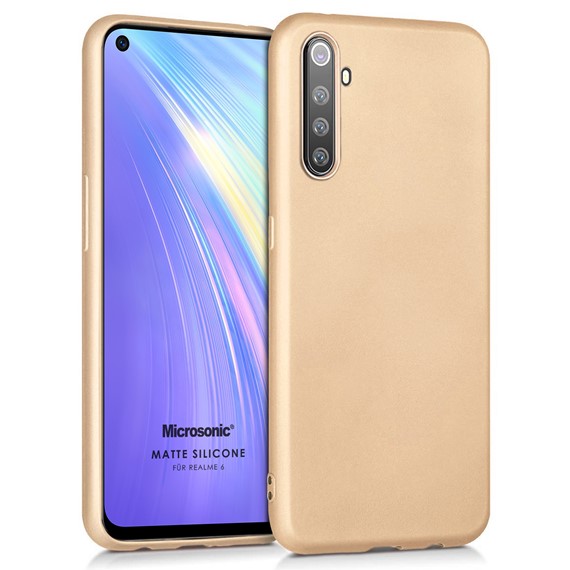 Microsonic Matte Silicone Realme 6 Kılıf Gold 1