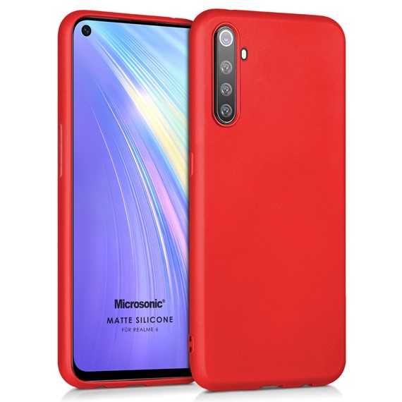 Microsonic Matte Silicone Realme 6 Kılıf Kırmızı 1