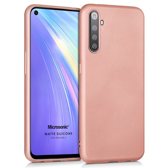 Microsonic Matte Silicone Realme 6 Kılıf Rose Gold 1