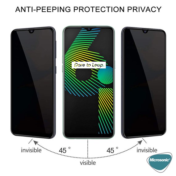 Microsonic Realme 6i Privacy 5D Gizlilik Filtreli Cam Ekran Koruyucu Siyah 2