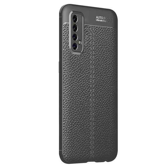 Microsonic Realme 7 Kılıf Deri Dokulu Silikon Siyah 2