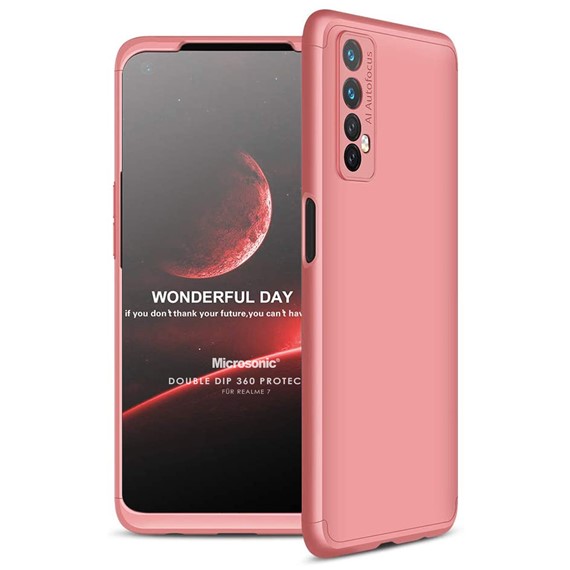 Microsonic Realme 7 Kılıf Double Dip 360 Protective Rose Gold 1