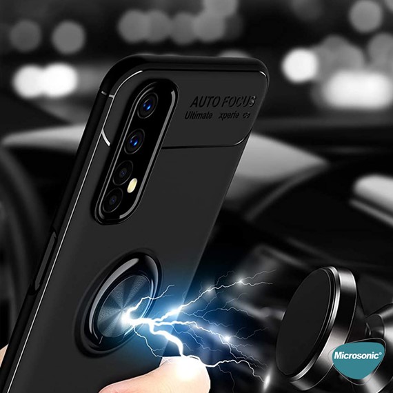 Microsonic Realme 7 Kılıf Kickstand Ring Holder Siyah 5