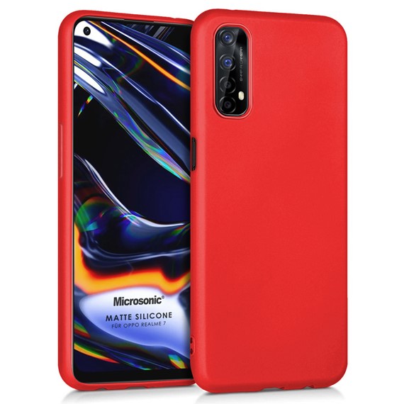 Microsonic Matte Silicone Realme 7 Kılıf Kırmızı 1