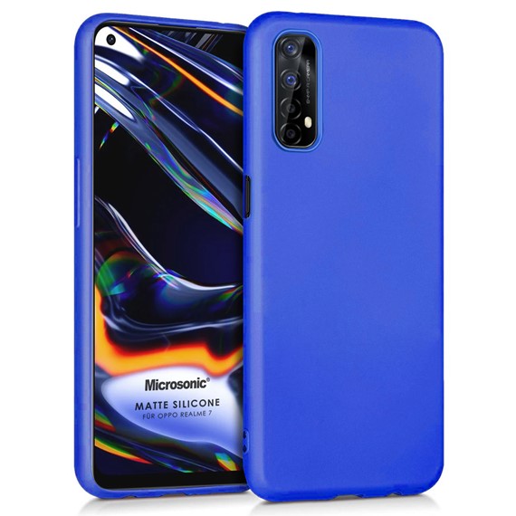 Microsonic Matte Silicone Realme 7 Kılıf Mavi 1