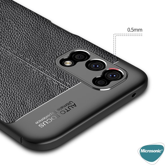 Microsonic Realme 7 Pro Kılıf Deri Dokulu Silikon Siyah 5