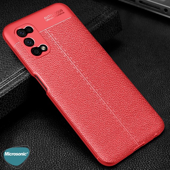 Microsonic Realme 7 Pro Kılıf Deri Dokulu Silikon Kırmızı 3