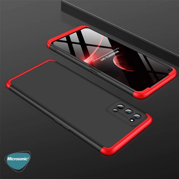 Microsonic Realme 7 Pro Kılıf Double Dip 360 Protective Siyah Kırmızı 4