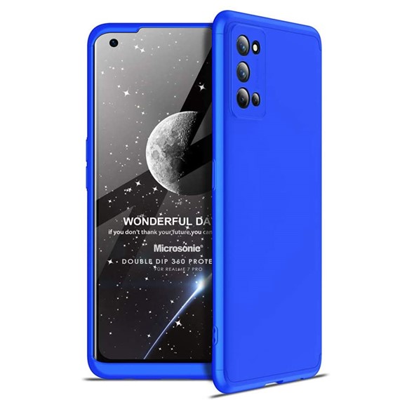 Microsonic Realme 7 Pro Kılıf Double Dip 360 Protective Mavi 1