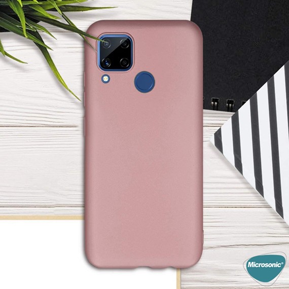 Microsonic Matte Silicone Realme C15 Kılıf Lacivert 3