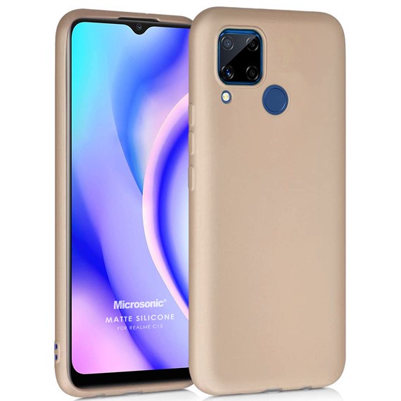 Microsonic Matte Silicone Realme C15 Kılıf Gold 1