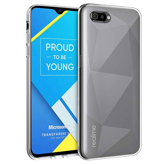 Microsonic Realme C2 Kılıf Transparent Soft Beyaz 1