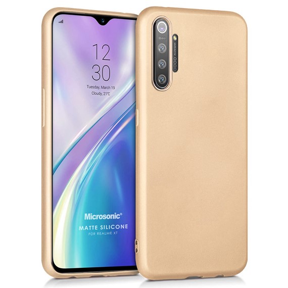 Microsonic Matte Silicone Realme XT Kılıf Gold 1