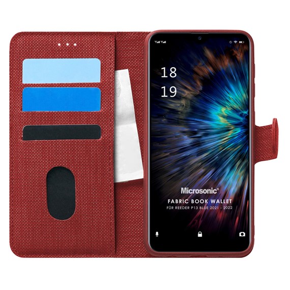 Microsonic Reeder P13 Blue 2022 Kılıf Fabric Book Wallet Kırmızı 1