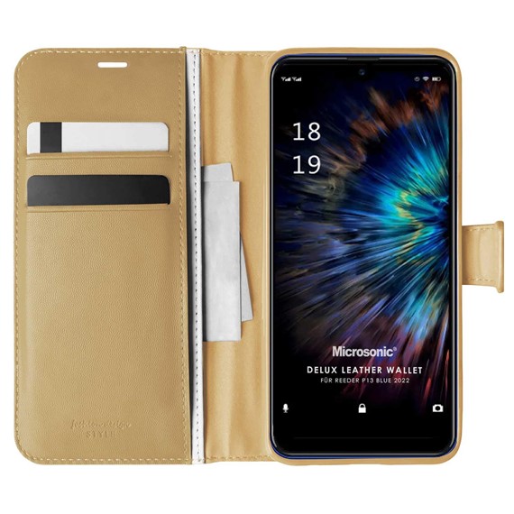 Microsonic Reeder P13 Blue 2022 Kılıf Delux Leather Wallet Gold 1