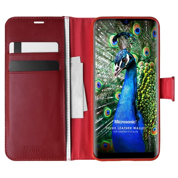 Microsonic Reeder P13 Blue Kılıf Delux Leather Wallet Kırmızı 1