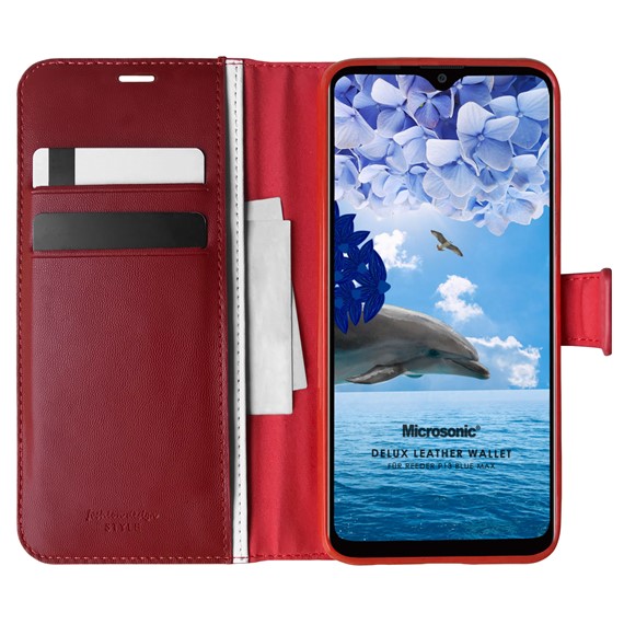 Microsonic Reeder P13 Blue Max Kılıf Delux Leather Wallet Kırmızı 1