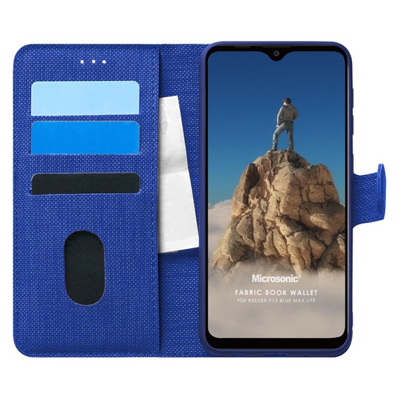 Microsonic Reeder P13 Blue Max Lite Kılıf Fabric Book Wallet Lacivert 1