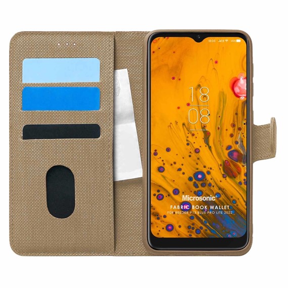 Microsonic Reeder P13 Blue Max Pro Lite 2022 Kılıf Fabric Book Wallet Gold 1