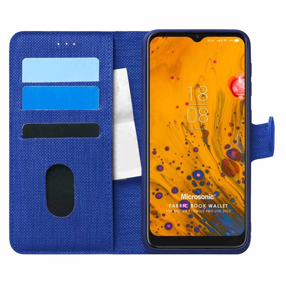 Microsonic Reeder P13 Blue Max Pro Lite 2022 Kılıf Fabric Book Wallet Lacivert 1