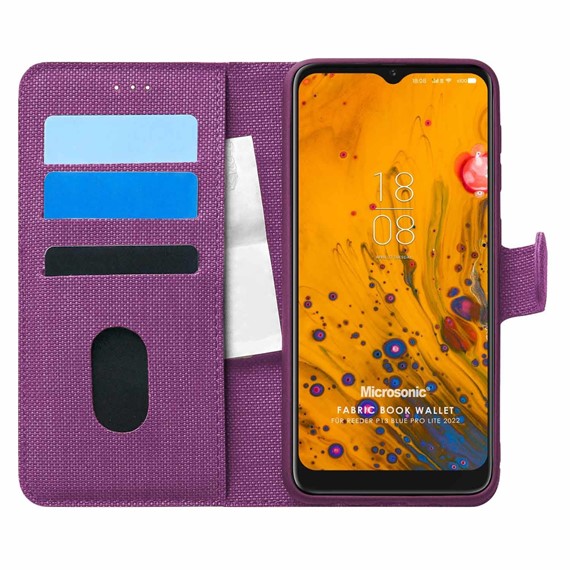 Microsonic Reeder P13 Blue Max Pro Lite 2022 Kılıf Fabric Book Wallet Mor 1