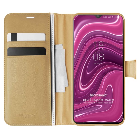 Microsonic Reeder P13 Blue Plus 2022 Kılıf Delux Leather Wallet Gold 1