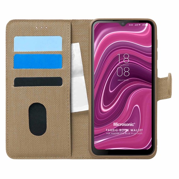 Microsonic Reeder P13 Blue Plus 2022 Kılıf Fabric Book Wallet Gold 1