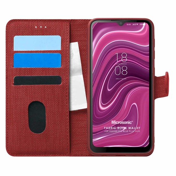 Microsonic Reeder P13 Blue Plus 2022 Kılıf Fabric Book Wallet Kırmızı 1