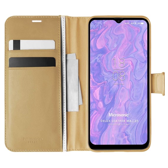 Microsonic Reeder S19 Max Kılıf Delux Leather Wallet Gold 1