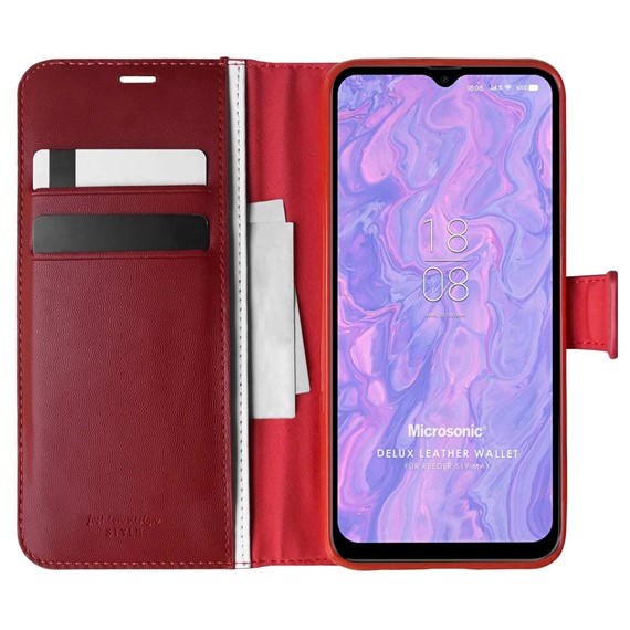 Microsonic Reeder S19 Max Kılıf Delux Leather Wallet Kırmızı 1