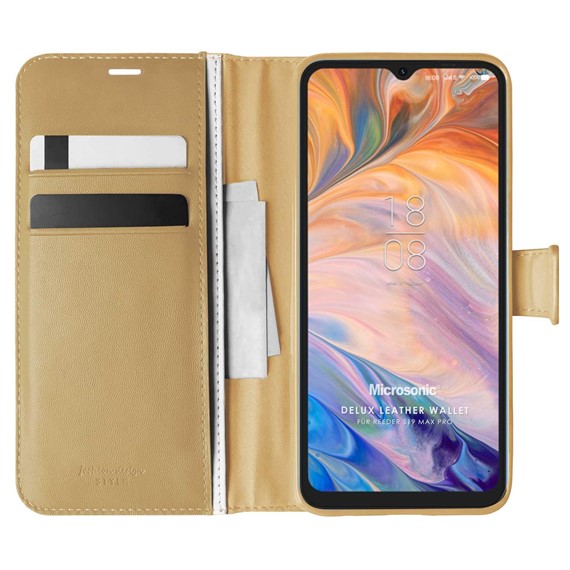 Microsonic Reeder S19 Max Pro Kılıf Delux Leather Wallet Gold 1